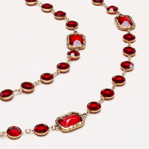 Vintage Chanel Red Gripoix Gold Plated Brass Sautoir Necklace