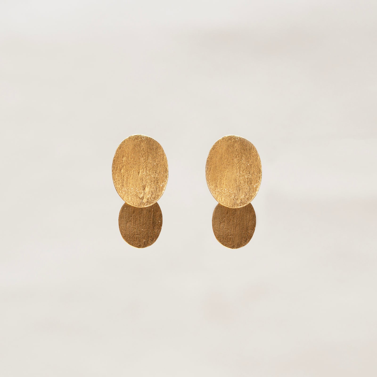 Twin Oval Gold Stud Earrings