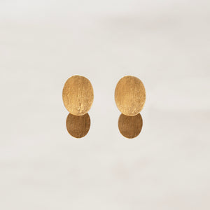 Twin Oval Gold Stud Earrings
