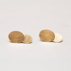 Twin Oval Gold Stud Earrings