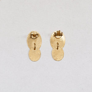 Twin Oval Gold Stud Earrings