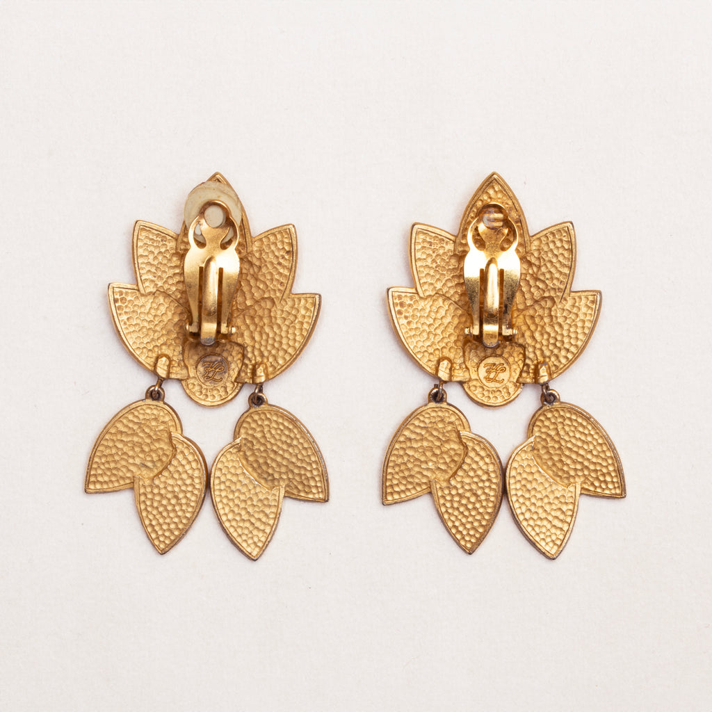 Vintage Karl Lagerfeld Matte Gold Leaf Earrings