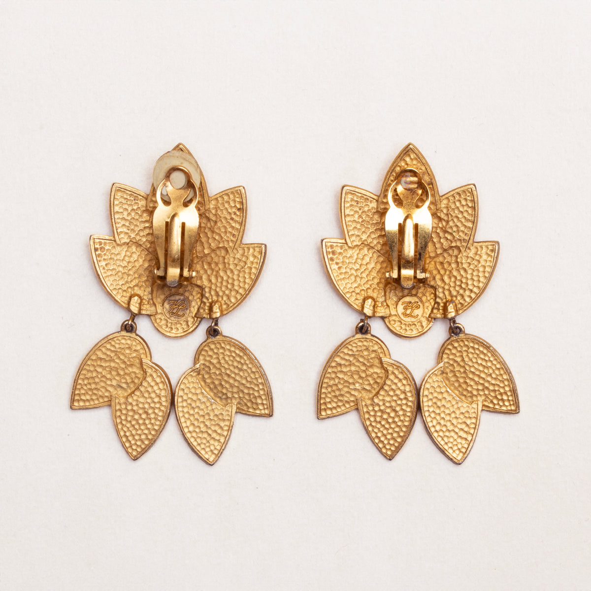Vintage Karl Lagerfeld Matte Gold Leaf Earrings