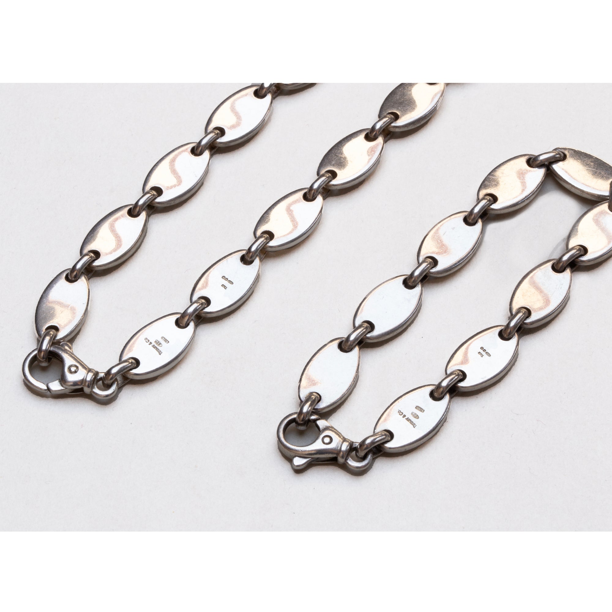 Vintage Tiffany Silver Pebble Link Choker Necklace & Bracelet - felt