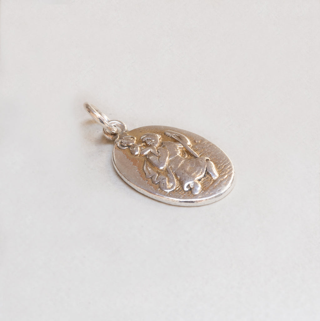 Rare Vintage Sterling Silver St. Christopher Oval Charm Pendant