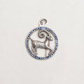 Vintage Silver Aries Pendant Charm with Sapphires