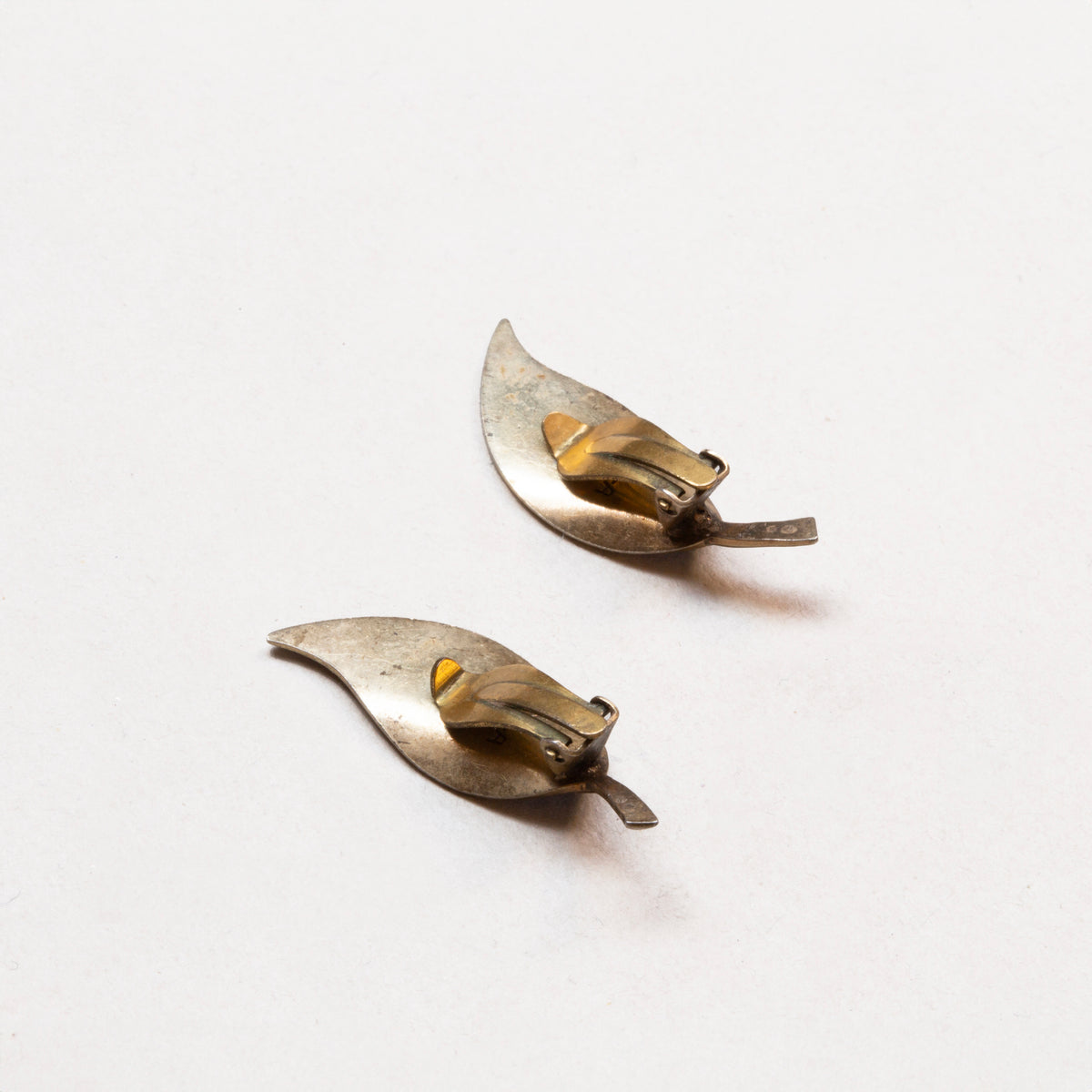 Vintage Givenchy Blue Enamel Leaf Clip-On Earrings