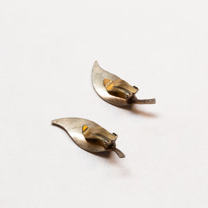 Vintage Givenchy Blue Enamel Leaf Clip-On Earrings