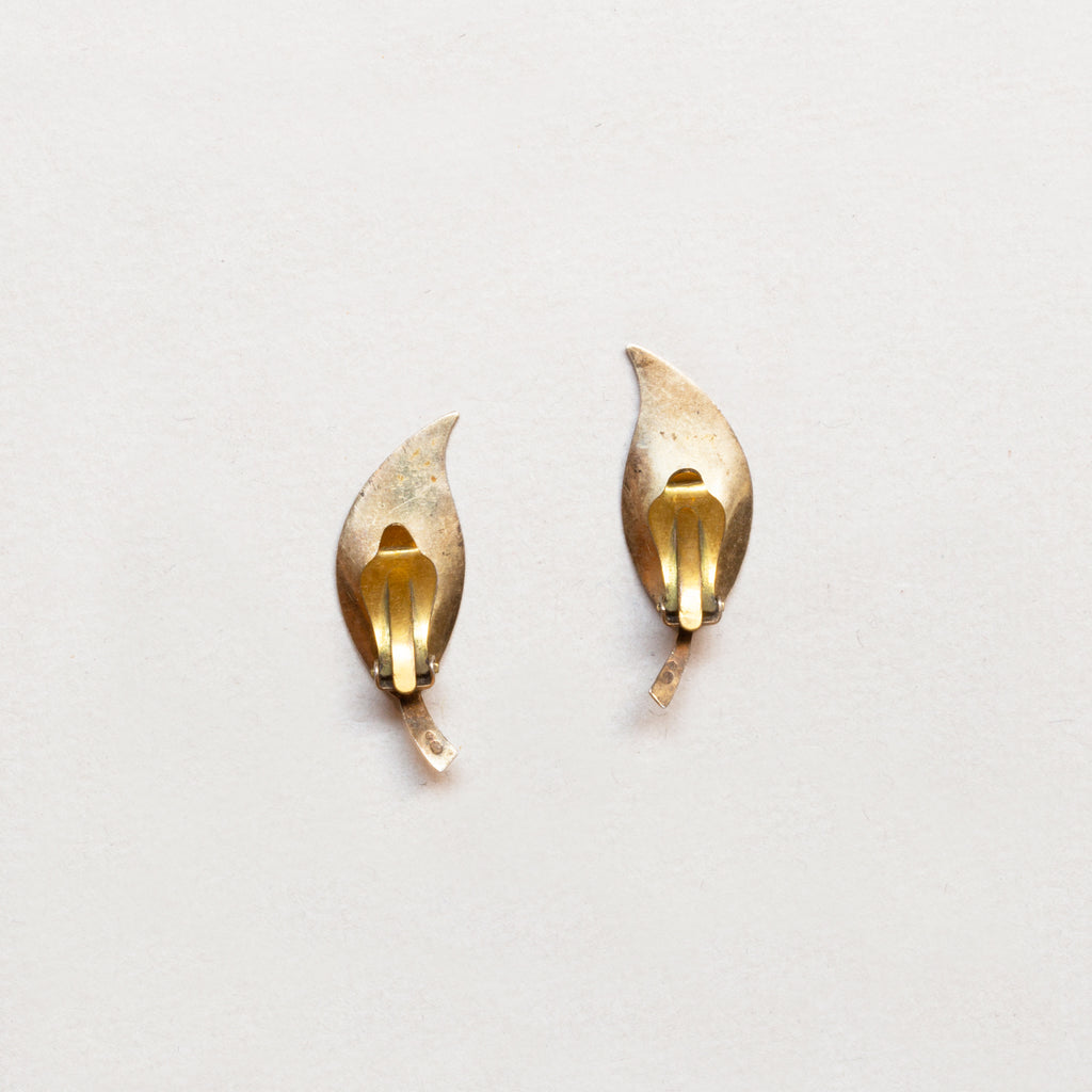 Vintage Givenchy Blue Enamel Leaf Clip-On Earrings