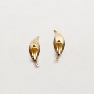 Vintage Givenchy Blue Enamel Leaf Clip-On Earrings