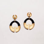 Vintage Matt Gold Earrings with Black Woven Threads