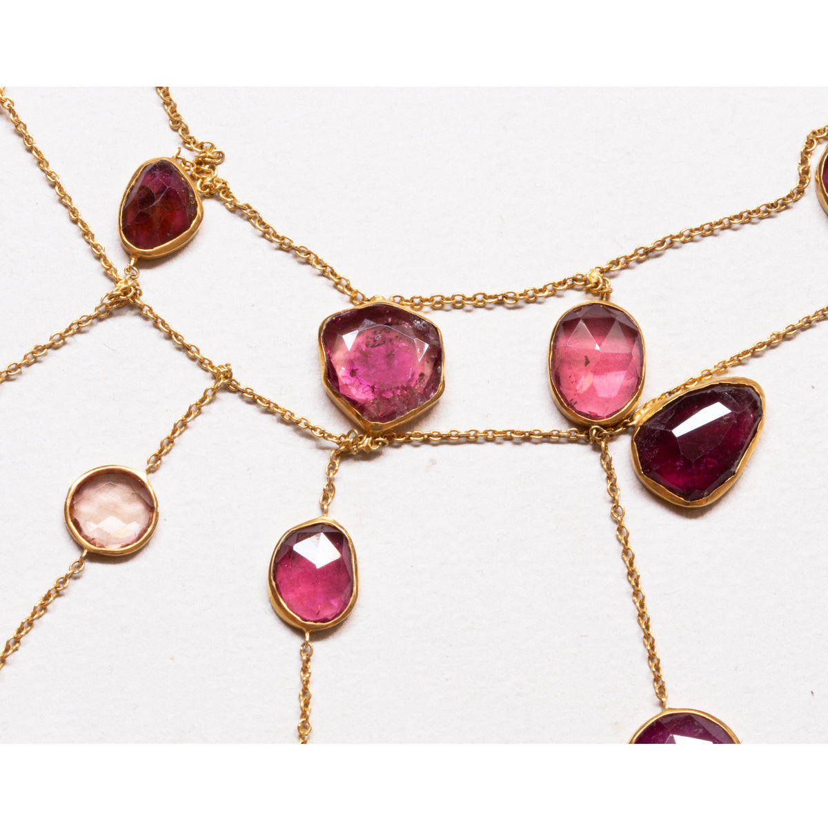 Vintage Pippa Small Waterfall Necklace with Pink/Red Tourmaline