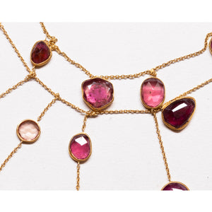 Vintage Pippa Small Waterfall Necklace with Pink/Red Tourmaline