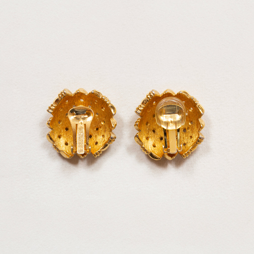 Vintage Dior Gold-tone Basket Weave Clip-on Earrings