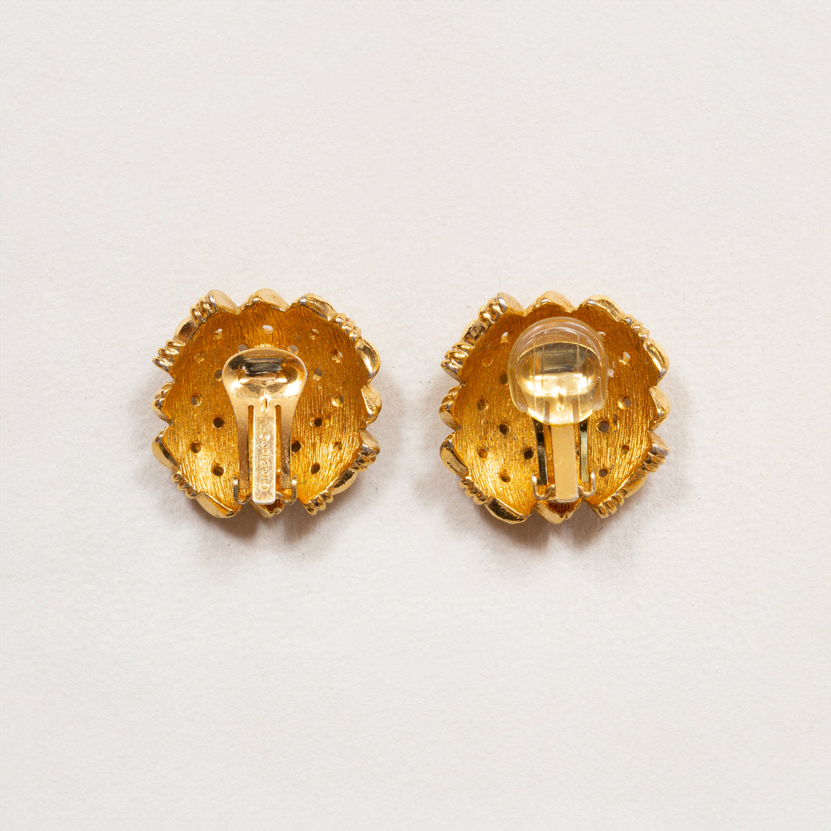 Vintage Dior Gold-tone Basket Weave Clip-on Earrings
