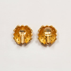 Vintage Dior Gold-tone Basket Weave Clip-on Earrings