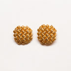 Vintage Dior Gold-tone Basket Weave Clip-on Earrings
