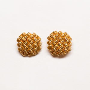 Vintage Dior Gold-tone Basket Weave Clip-on Earrings