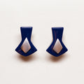 Vintage YSL Dark Navy and Silver Geometric Earrings