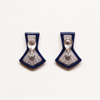 Vintage YSL Dark Navy and Silver Geometric Earrings
