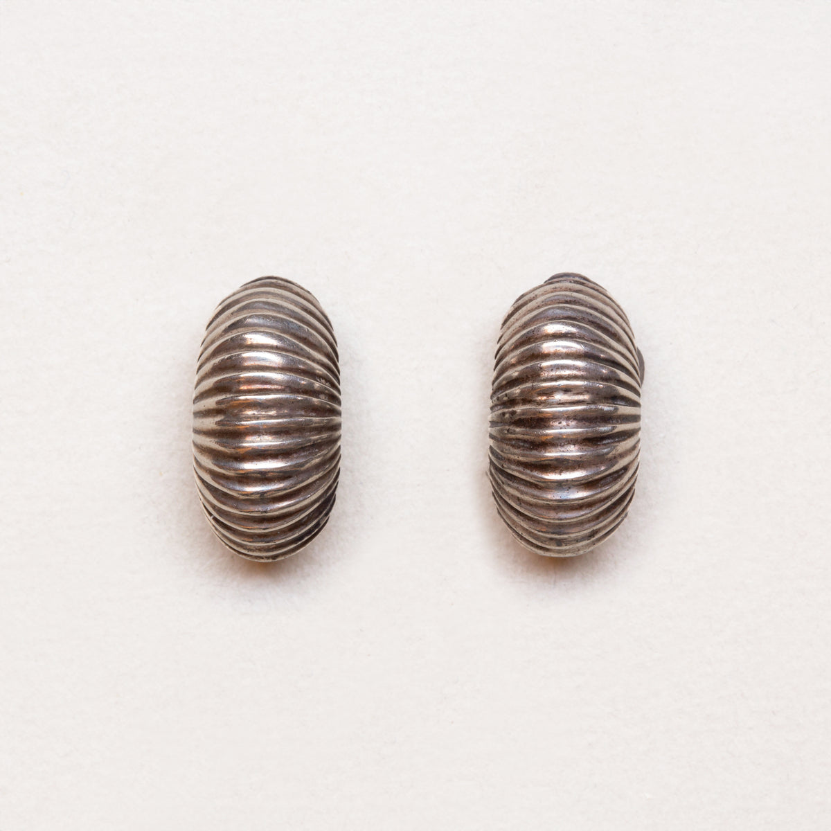 Vintage Tiffany & Co. Ribbed Silver Clip-on Earrings