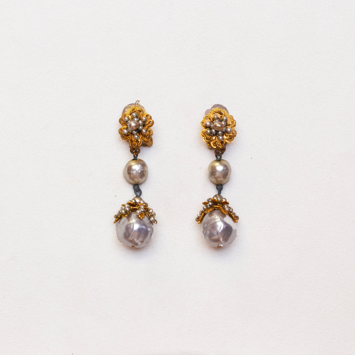 Vintage Pearl Drop Clip-On Earrings