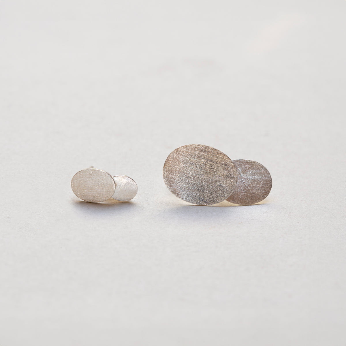 Twin Oval Stud Earrings in Gold-plated and Silver