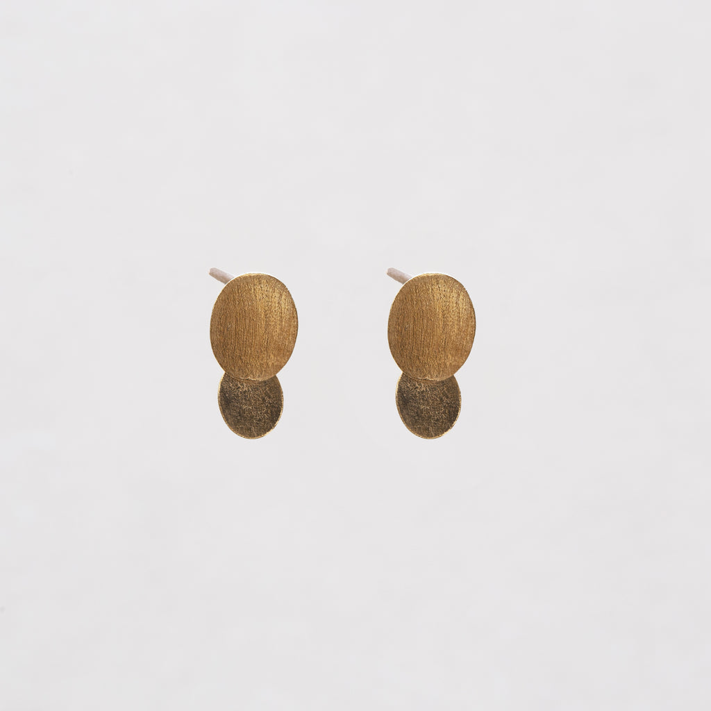 Twin Oval Stud Earrings in Gold-plated and Silver