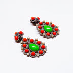 Vintage Lawrence Vrba Crystal, Faux Pearls & Cabochon Drop Earrings