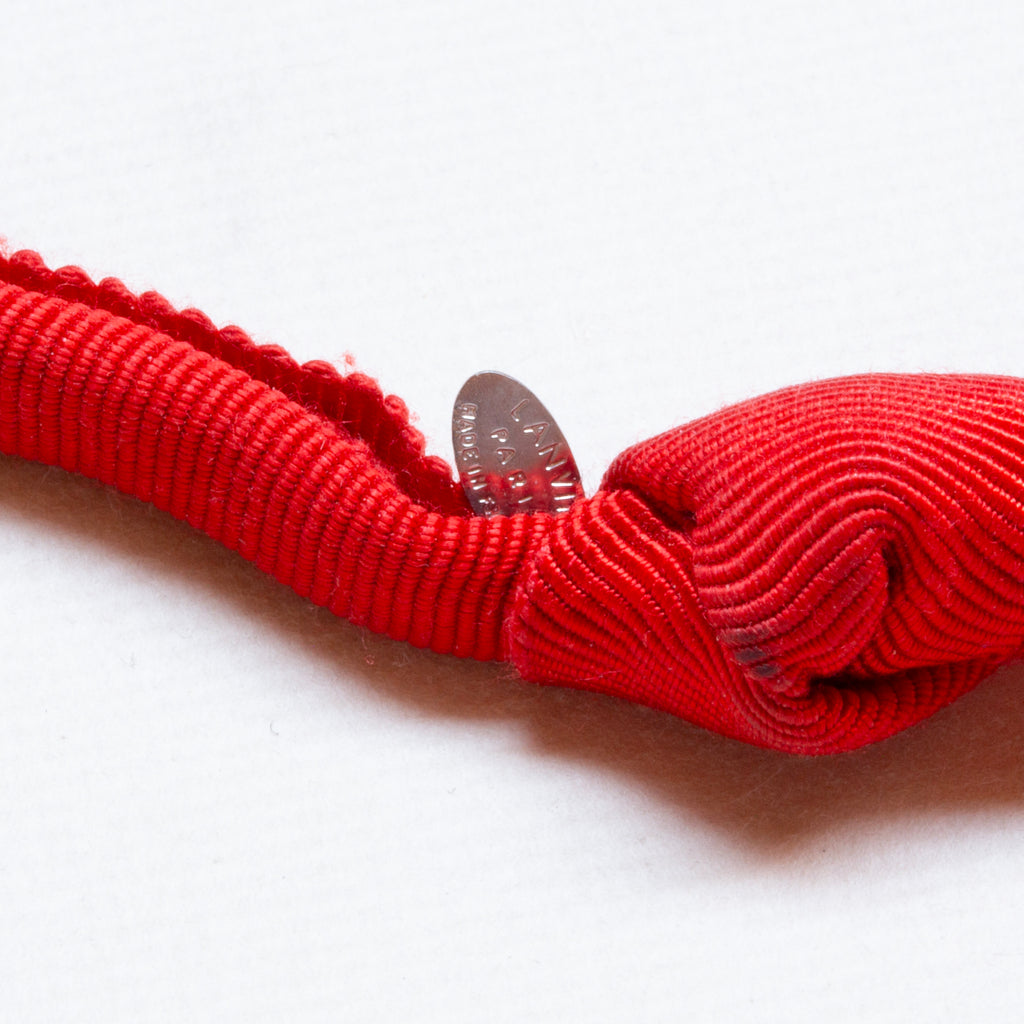 Vintage Lanvin Red Bead Ribbon Necklace and Bracelet Set