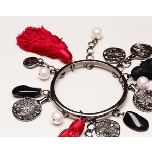 Vintage Oscar de la Renta Coin, Tassel & Charm Bracelet