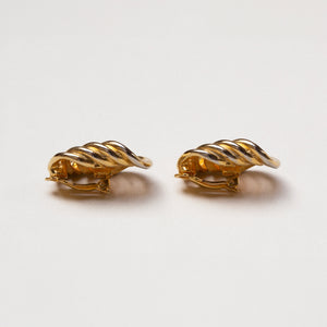 Vintage Givenchy Gold-tone Ribbed Clip-on Earrings
