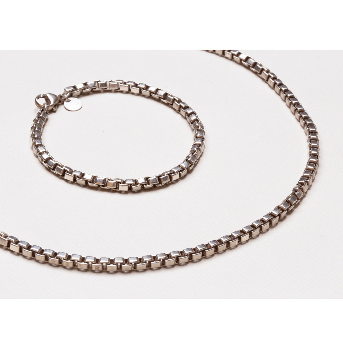 Vintage Tiffany Silver Box Chain Necklace & Bracelet