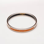 Vintage Hermès Orange & Cream Equestrian Enamel Bangle Bracelet
