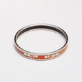 Vintage Hermès Orange & Cream Equestrian Enamel Bangle Bracelet