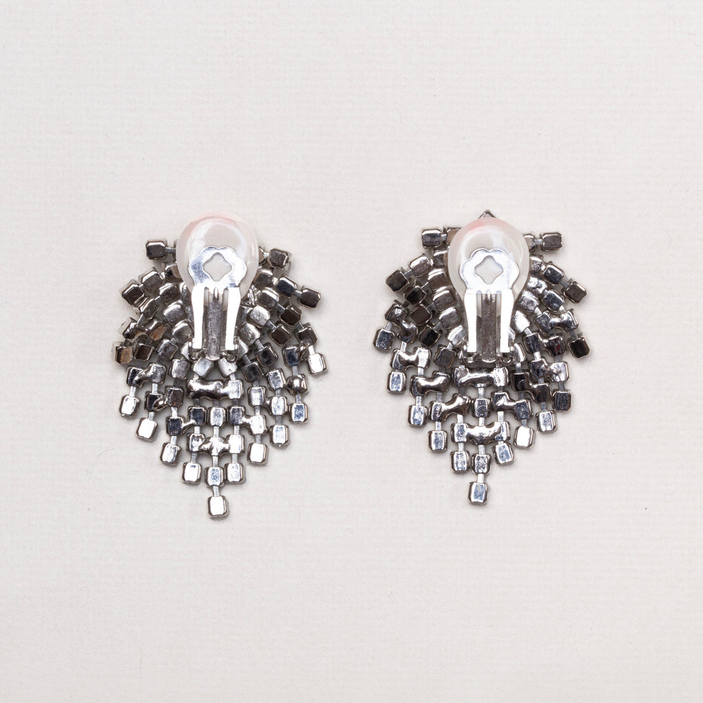 Vintage Kenneth Jay Lane Crystal Cascade Clip-on Earrings