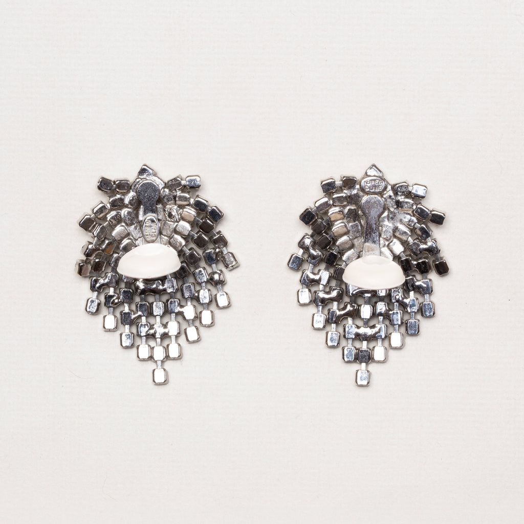 Vintage Kenneth Jay Lane Crystal Cascade Clip-on Earrings