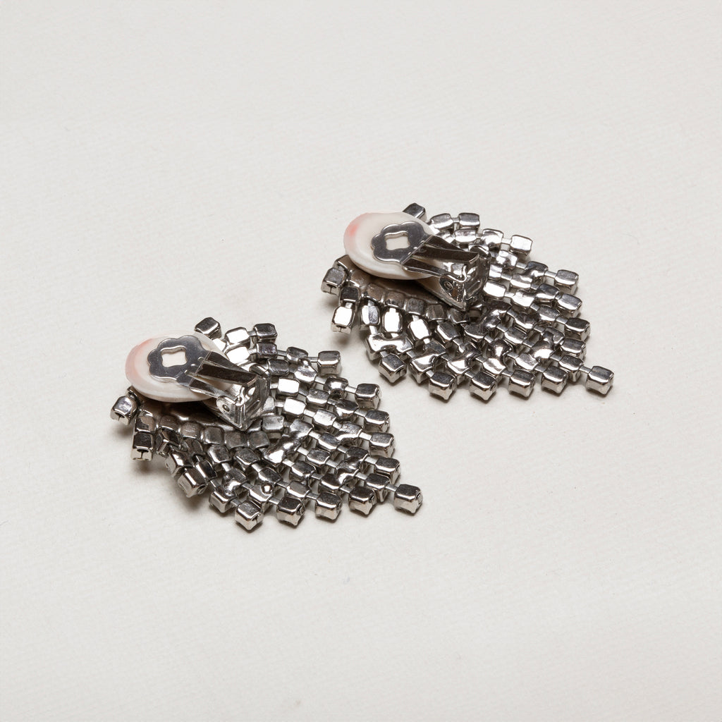 Vintage Kenneth Jay Lane Crystal Cascade Clip-on Earrings