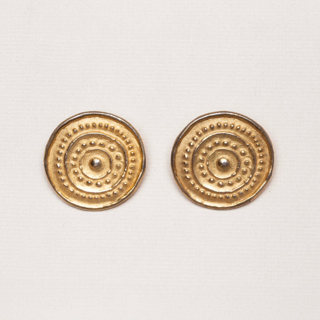 Vintage Givenchy Gold-Tone Textured Disc Clip-on Earrings