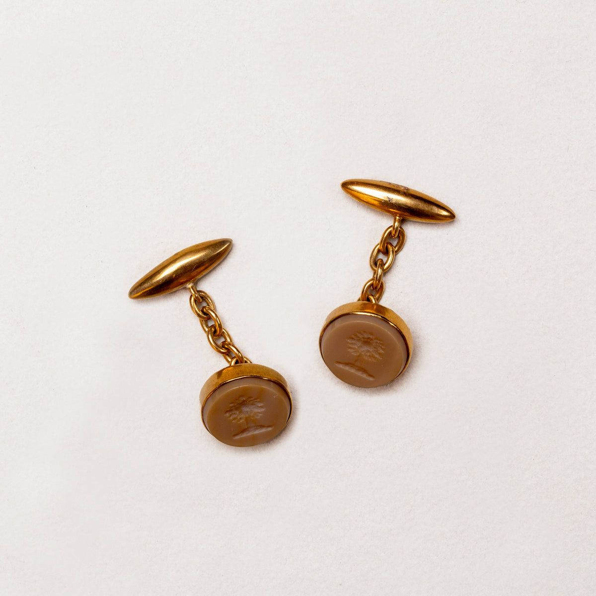 Vintage 18ct Gold Engraved Tree Cufflinks