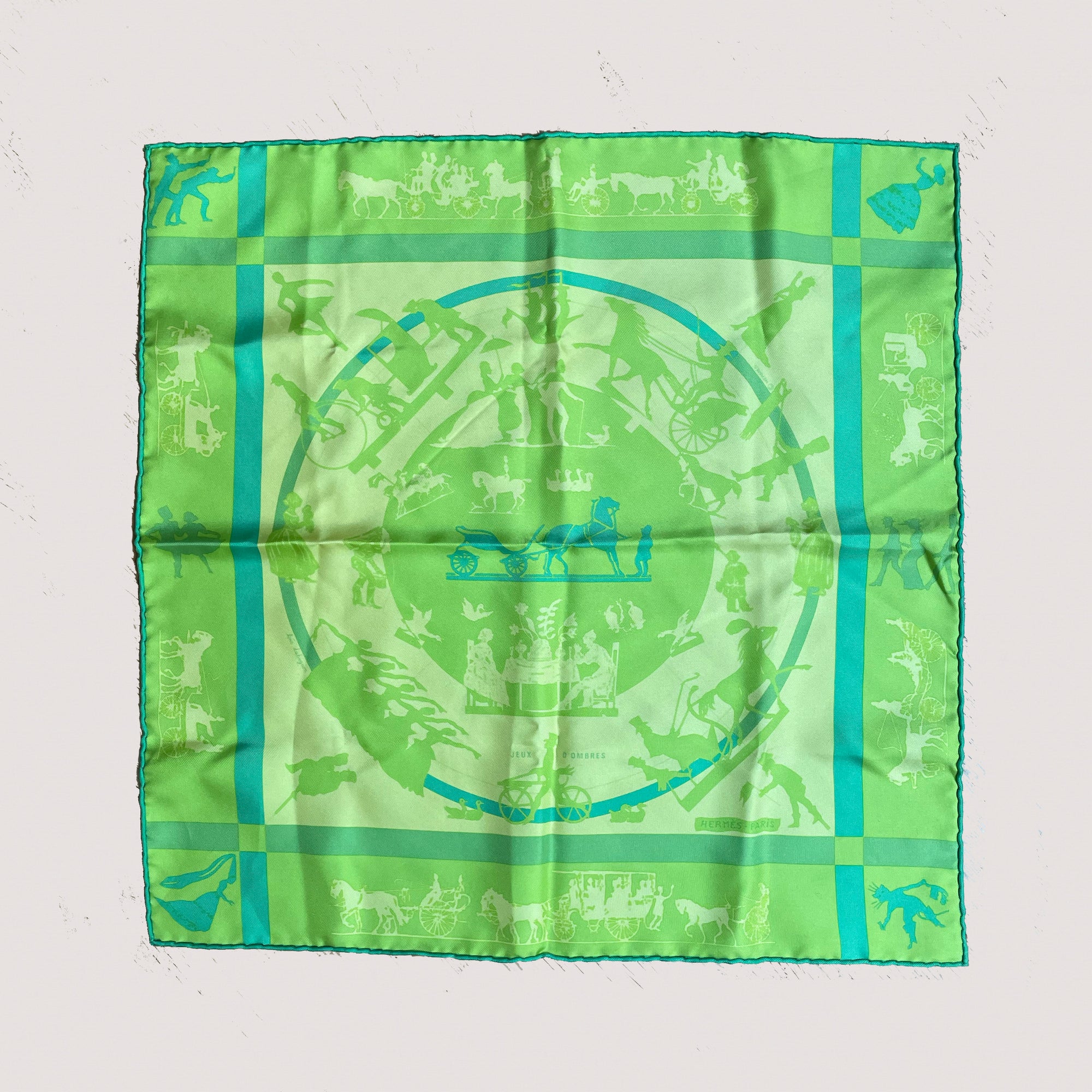 Vintage Hermes Silk Pochette Scarf "Jeux d’Ombres"