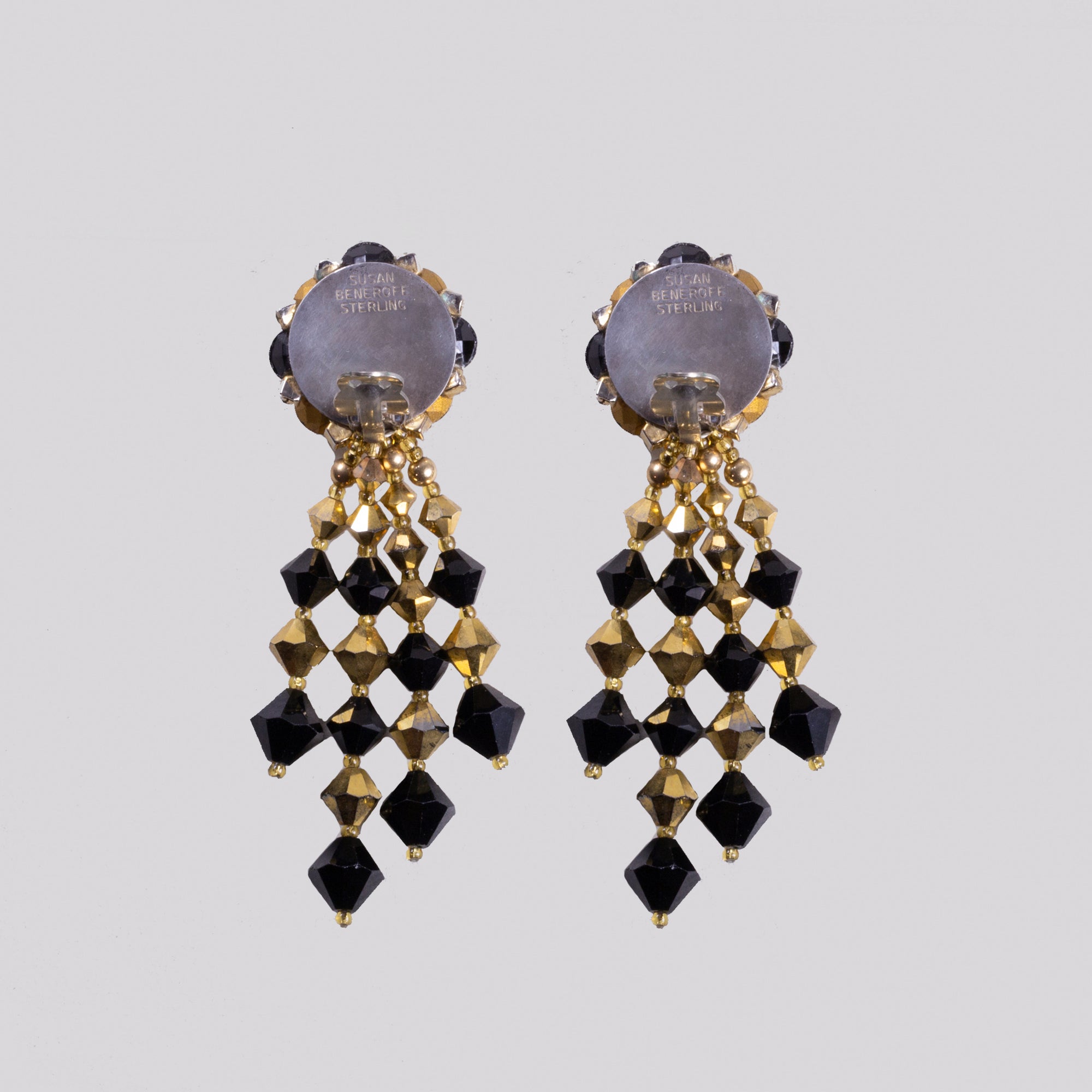 Vintage Gold and Black Clip-on Earrings