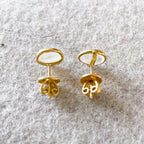 Sliced Moonstone Gold Stud Earrings