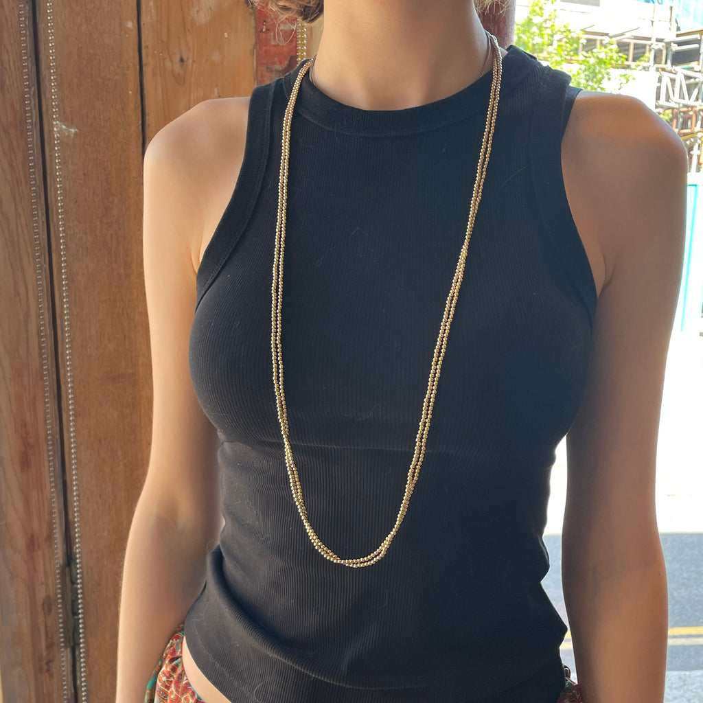 Vintage Givenchy Double-strand Gold Beaded Chain Necklace