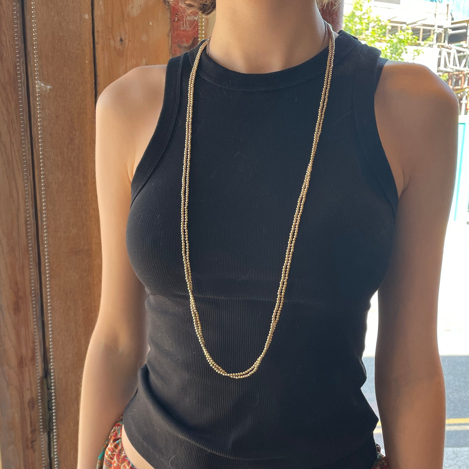 Vintage Givenchy Double-strand Gold Beaded Chain Necklace