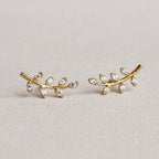 Leafy Branch Stud Earrings
