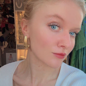 Vintage Givenchy Gold-Tone Triple Ribbed Stud Earrings