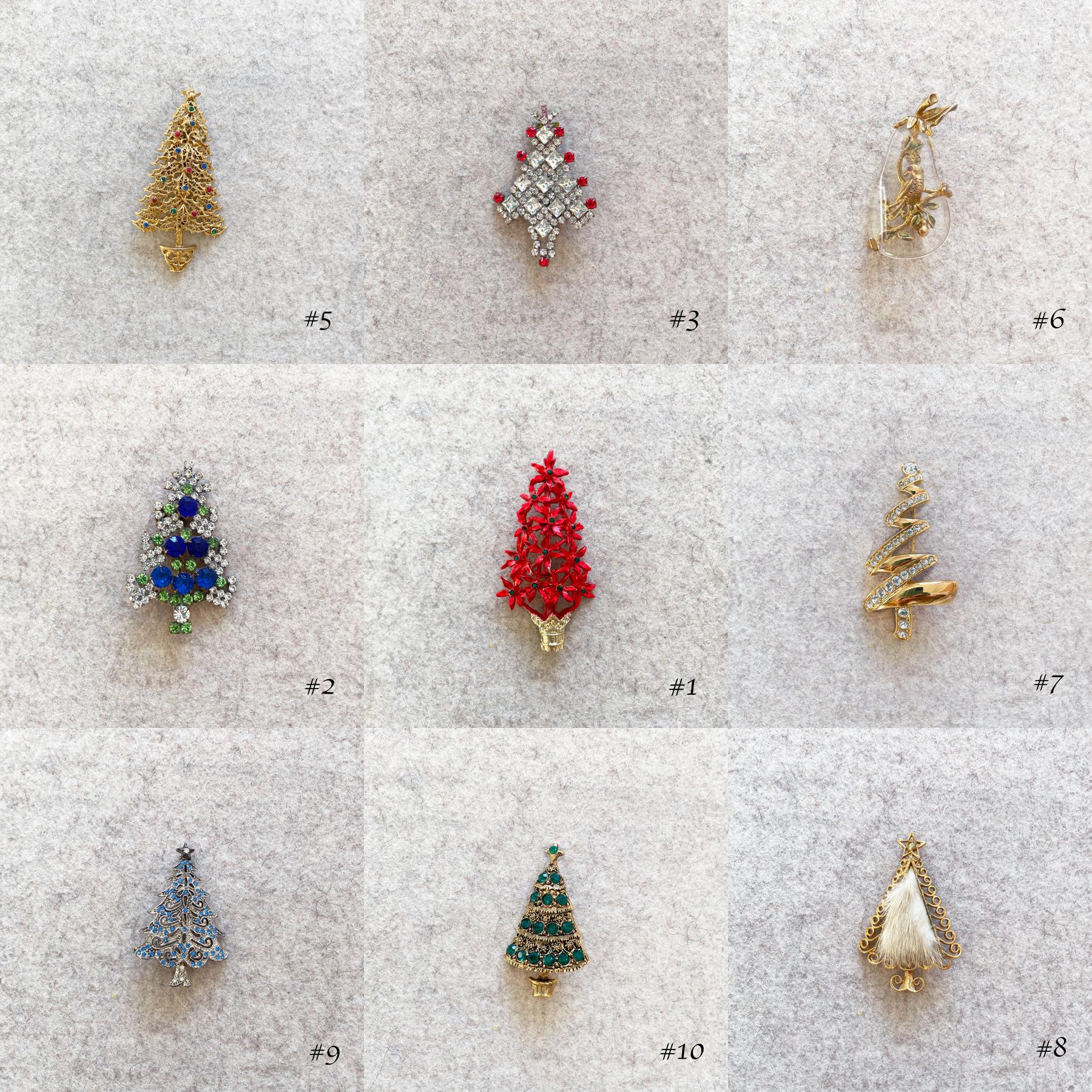 Vintage Christmas Tree Brooches