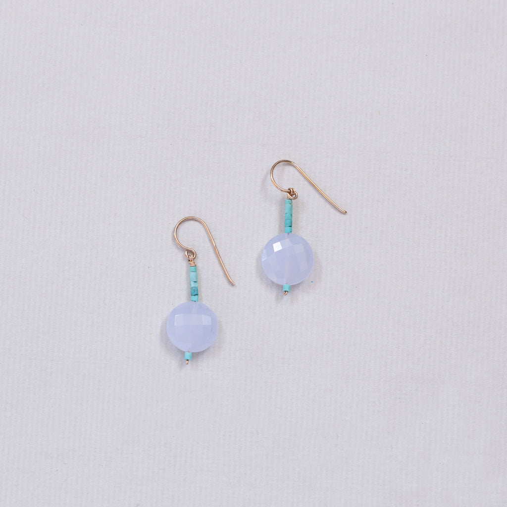 Chalcedony and Turquoise Drop Earrings