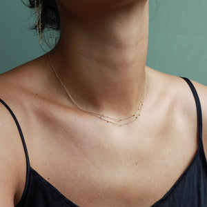 sweet pea gold dust double strand necklace